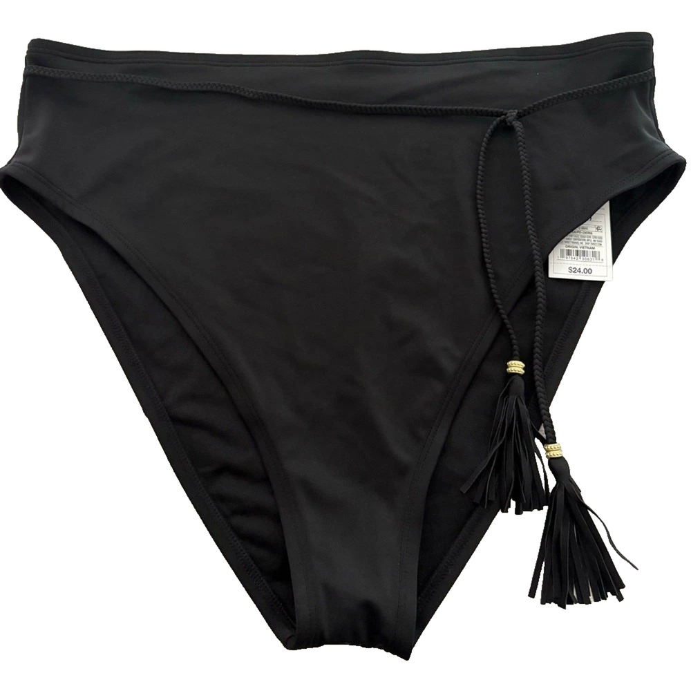 Shade & Shore Black‎ High Waist Bikini Bottom Swimsuit Size XS New with Tags - Picture 2 of 6